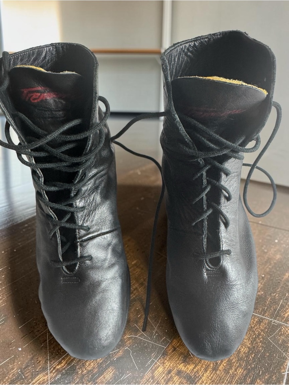 Girls Tremaine Black Lace-Up Ankle Jazz Boots  Leather Style